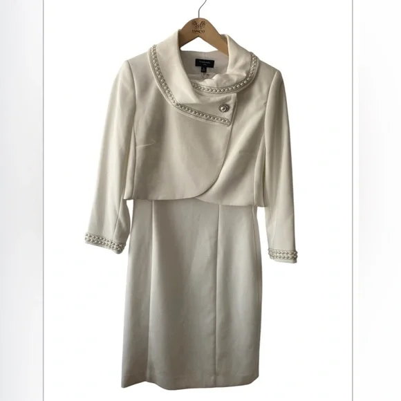 tahari beaded dress suit GORGEOUS TAHARI ARTHUR S LAVINE LUXE IVORY & METALLIC GOLD EVENING SUI –  Vintage Clothing & Fashions